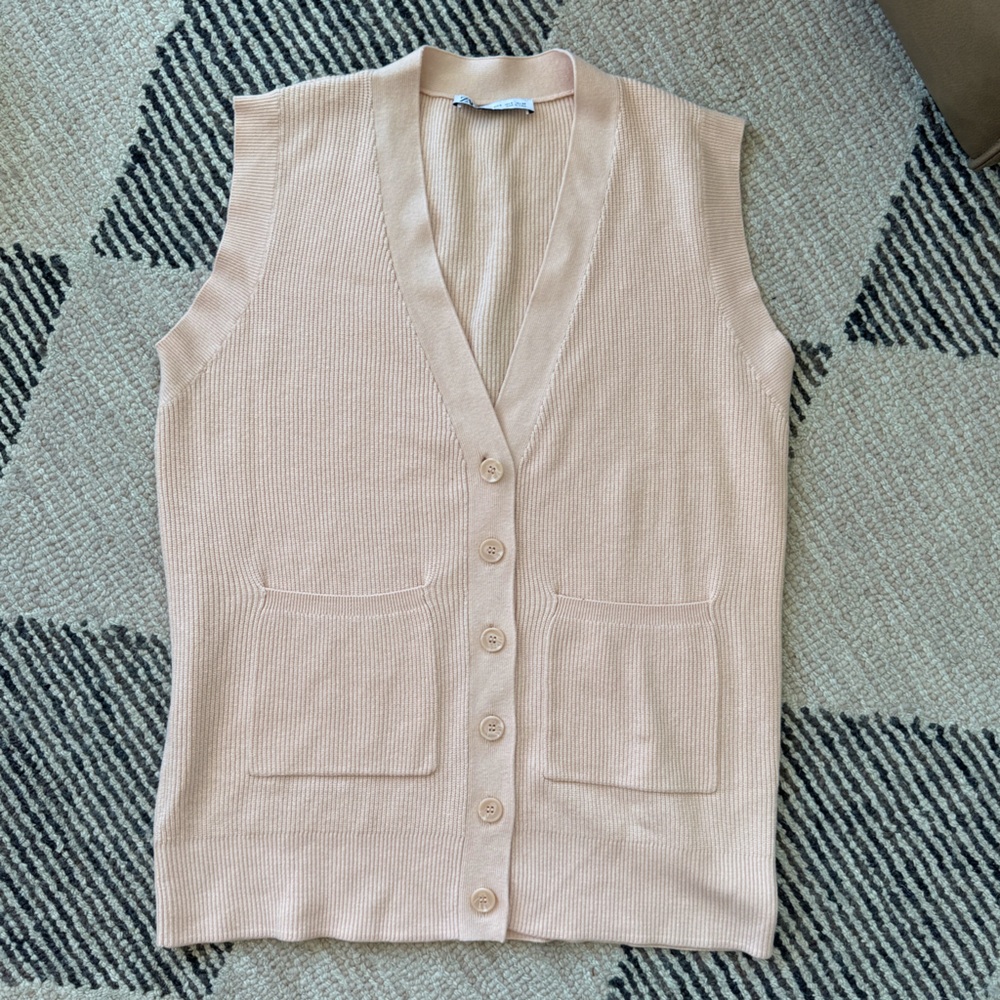 Light Pink Zara Knit Vest - Button-Up